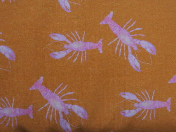 Rapportstoff 100cm mit rosa Hummer