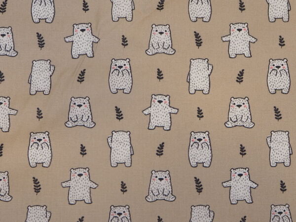 Hellbraun/weis/sschwarz Wachstuch mit Bären
